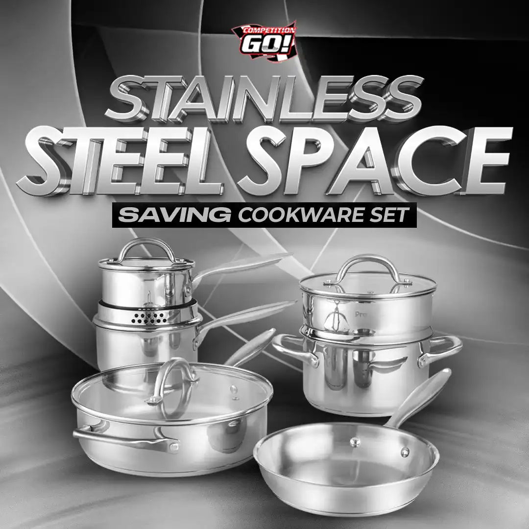 STAINLESS STEEL SPACE SAVING COOKWARE SET