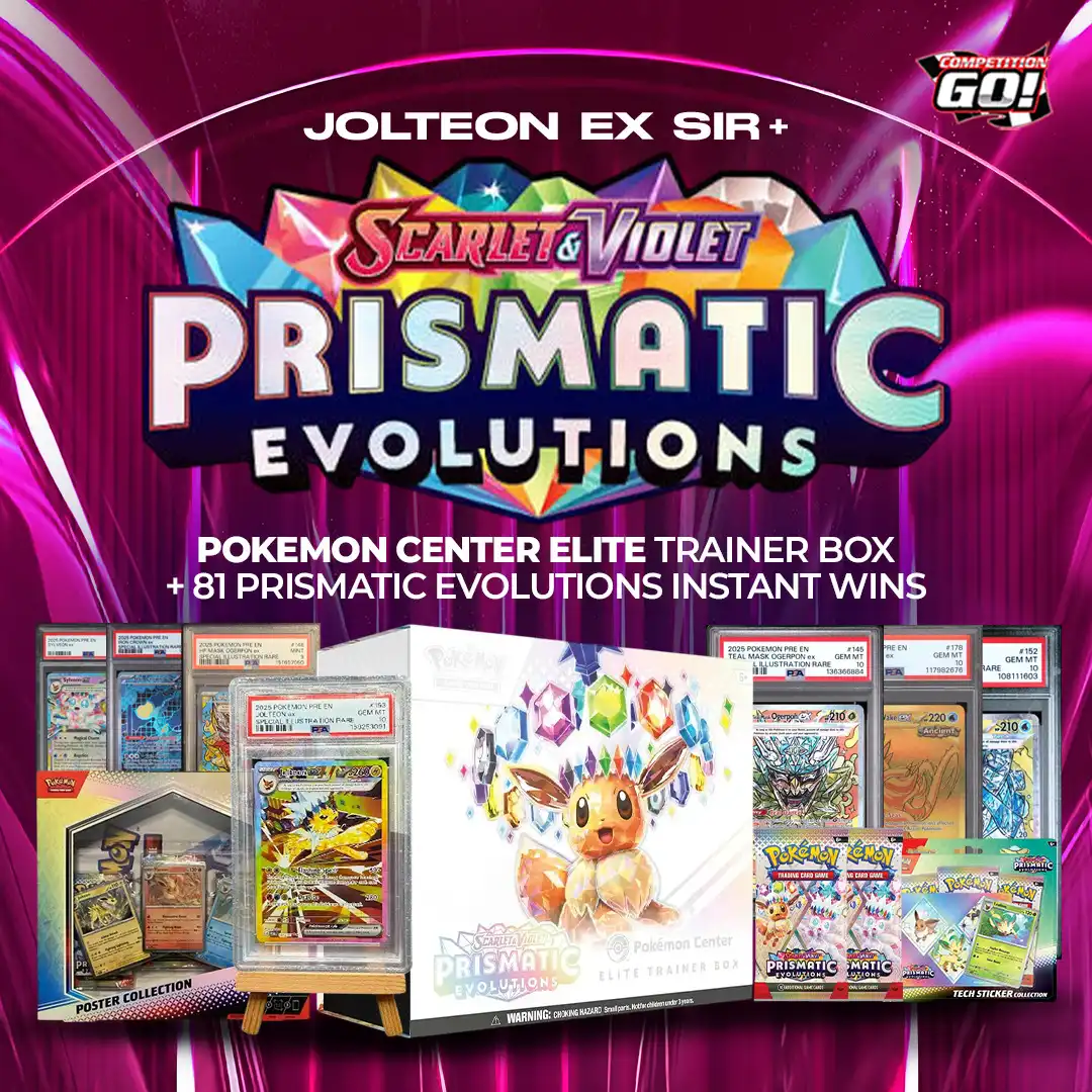 JOLTEON EX SIR + PRISMATIC EVOLUTIONS POKEMON CENTER ELITE TRAINER BOX + 81 PRISMATIC EVOLUTIONS INSTANT WINS