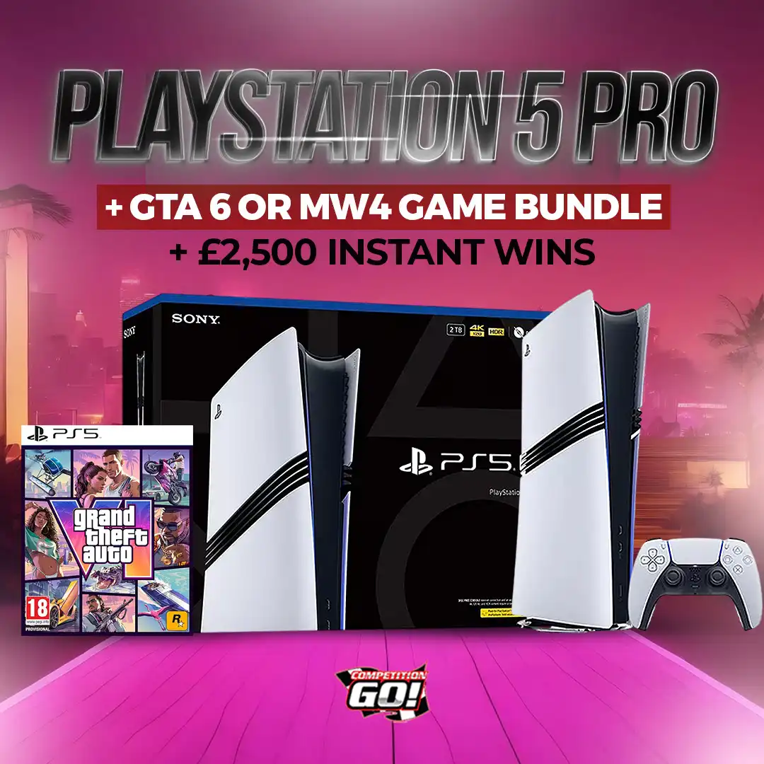 PLAYSTATION 5 PRO CONSOLE + GTA 6 OR MW4 GAME BUNDLE + £2,500 INSTANT WINS