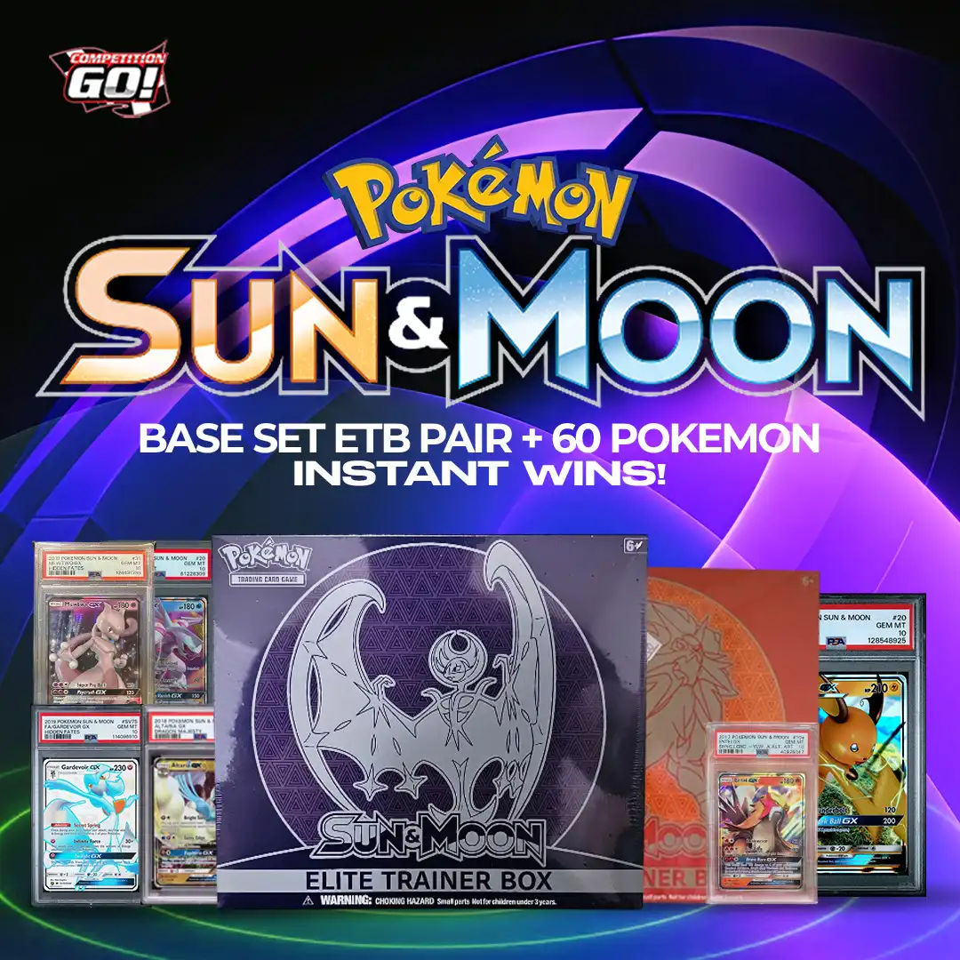 SUN & MOON BASE SET ETB PAIR + 60 POKEMON INSTANT WINS!