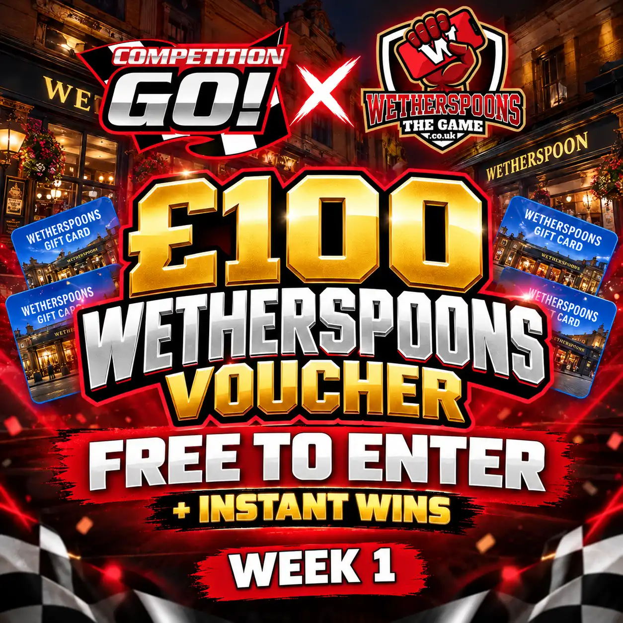 🍻 FREE TO ENTER: £100 WETHERSPOONS GIFT CARD