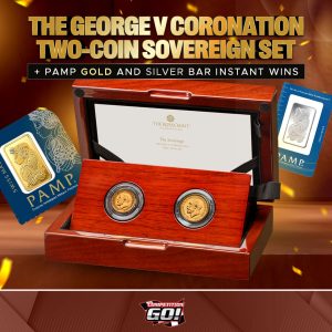 THE GEORGE V CORONATION TWO-COIN SOVEREIGN SET + PAMP GOLD AND SILVER BAR INSTANT WINS (ONLY 499 MINTED)